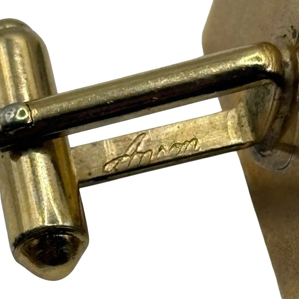 Jon Cuff Links Anson Monogram‎ Personalized Engraved Name Letter VTG Gold Tone